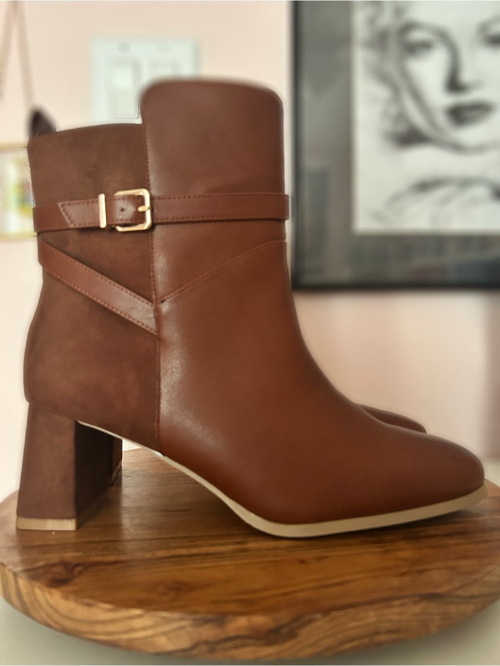 Fashion to Figure Brown Block Heel Ankle Boots